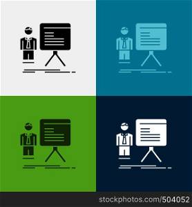 presentation, businessman, chart, graph, progress Icon Over Various Background. glyph style design, designed for web and app. Eps 10 vector illustration. Vector EPS10 Abstract Template background