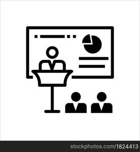 Presentation Icon, Business, Corporate, Education, Office Conference Presentation Speech Talk Vector Art Illustration