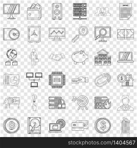 Presentation icons set. Outline style of 36 presentation vector icons for web for any design. Presentation icons set, outline style