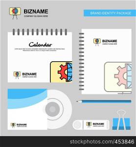 Presentation Logo, Calendar Template, CD Cover, Diary and USB Brand Stationary Package Design Vector Template