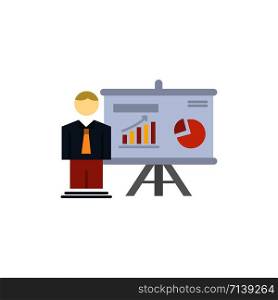 Presentation, Office, University, Professor, Flat Color Icon. Vector icon banner Template