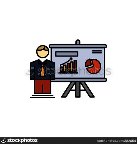 Presentation, Office, University, Professor, Flat Color Icon. Vector icon banner Template