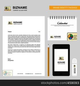 Presentation on laptop Business Letterhead, Calendar 2019 and Mobile app design vector template