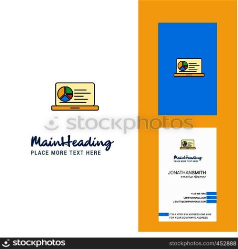 Presentation on laptop Creative Logo and business card. vertical Design Vector