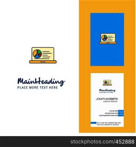 Presentation on laptop Creative Logo and business card. vertical Design Vector