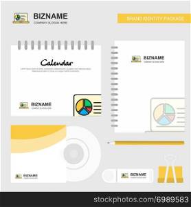 Presentation on laptop Logo, Calendar Template, CD Cover, Diary and USB Brand Stationary Package Design Vector Template