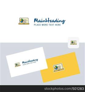 Presentation on laptop vector logotype with business card template. Elegant corporate identity. - Vector