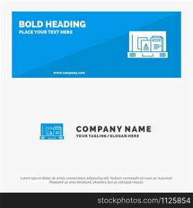 Presentation, Paper, Bag, Briefcase SOlid Icon Website Banner and Business Logo Template