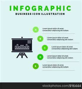 Presentation, Project, Graph, Business, Solid Icon Infographics 5 Steps Presentation Background