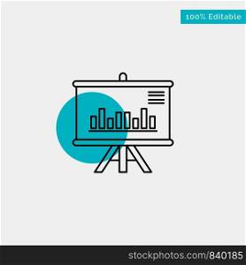 Presentation, Project, Graph, Business, turquoise highlight circle point Vector icon