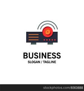 Presentation, Projector, Machine, Service Business Logo Template. Flat Color