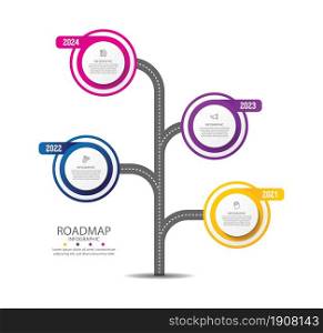 Presentation roadmap infographic template circle colorful with 4 step