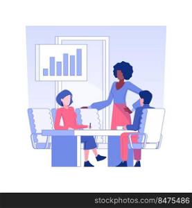 Presentation room isolated concept vector illustration. Group of multiethnic workers in conference hall, corporate, corporate business, office lifestyle, teamwork organization vector concept.. Presentation room isolated concept vector illustration.