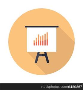 Presentation Screen with Bar Charts Isolated. Presentation screen with bar charts isolated. Flip Chart. Editable items in flat style for your web design. Part of series of accessories for work in office. Infographics. Vector illustration