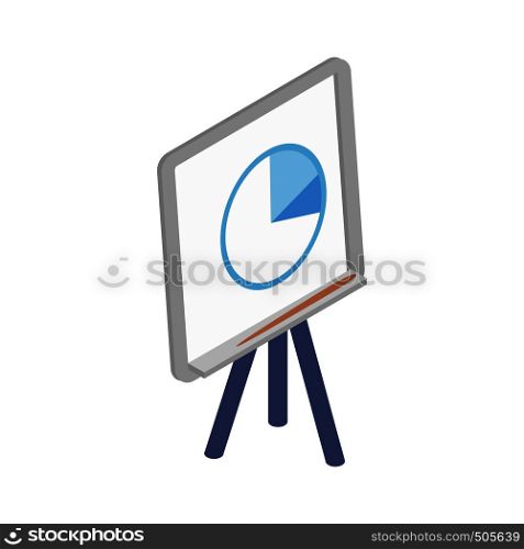 Presentation screen with graph icon in isometric 3d style on a white background. Presentation screen with graph icon