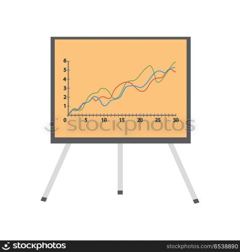 Presentation Screen with Stock Lines Isolated.. Presentation screen with stock lines isolated. Flip Chart. Editable items in flat style for your web design. Part of series of accessories for work in office. Infographics. Vector illustration