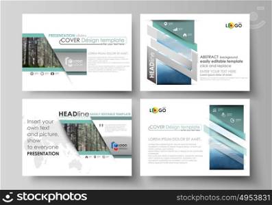 Presentation slide templates. Easy editable abstract vector layouts in flat design. Colorful background, triangular or hexagonal texture, travel business, natural landscape, polygonal style.. Set of business templates for presentation slides. Easy editable abstract vector layouts in flat design. Colorful background made of triangular or hexagonal texture for travel business, natural landscape in polygonal style.