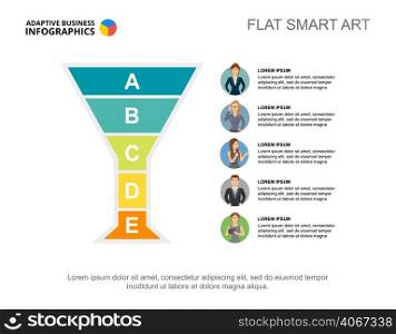 Presentation slide with hierarchy chart and character icons. Editable template, flat smart art. Business data for human resources, career, employment concept