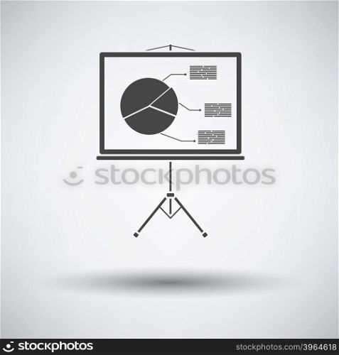 Presentation stand icon on gray background with round shadow. Vector illustration.
