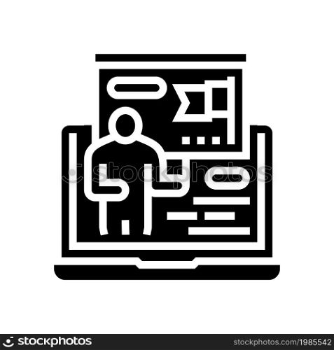 presentation startup strategy and planning glyph icon vector. presentation startup strategy and planning sign. isolated contour symbol black illustration. presentation startup strategy and planning glyph icon vector illustration