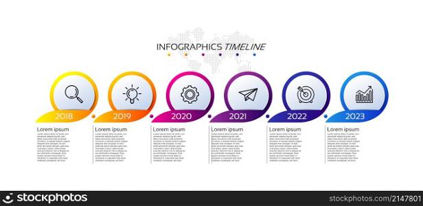 Presentation timeline business infographic template circle colorful with 6 step