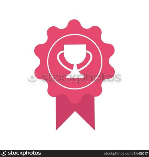 Presenting pink trophy semi flat color vector element. Full sized decoration on white. Winning achievement. Appreciation award. Simple cartoon style illustration for web graphic design and animation. Presenting pink trophy semi flat color vector element