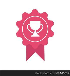 Presenting pink trophy semi flat color vector element. Full sized decoration on white. Winning achievement. Appreciation award. Simple cartoon style illustration for web graphic design and animation. Presenting pink trophy semi flat color vector element