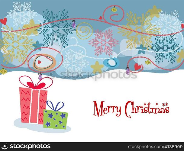 presents with snowflakes vector illustration