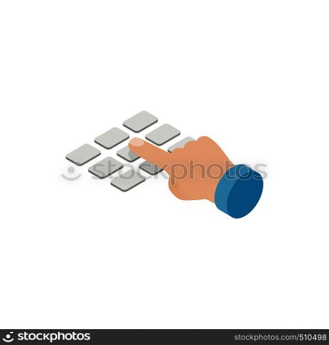 Press ATM EPP keyboard icon in isometric 3d style on a white background. Press ATM EPP keyboard icon, isometric 3d style