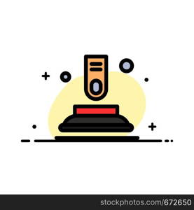 Press, Button, Finger, Start Business Flat Line Filled Icon Vector Banner Template