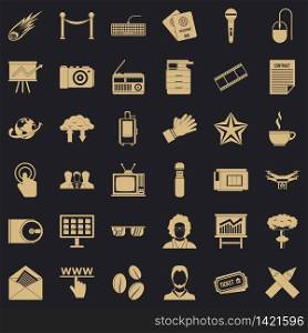 Press icons set. Simple style of 36 press vector icons for web for any design. Press icons set, simple style