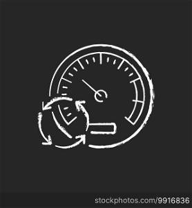 Pressure gauge chalk white icon on black background. Measuring tool. Water, air and blood pressure. Fluid intensity measurement device. Altimeter, barometer. Isolated vector chalkboard illustration. Pressure gauge chalk white icon on black background