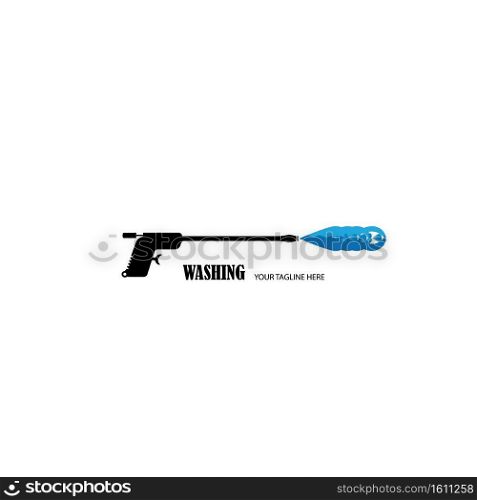 Pressure washing gun logo template. Cleaning vector design. Tools illustration