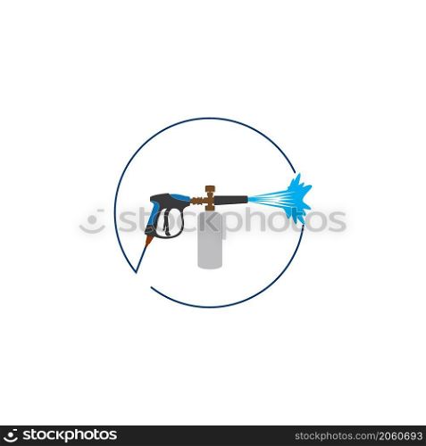 Pressure washing gun logo template. Cleaning vector design. Tools illustration