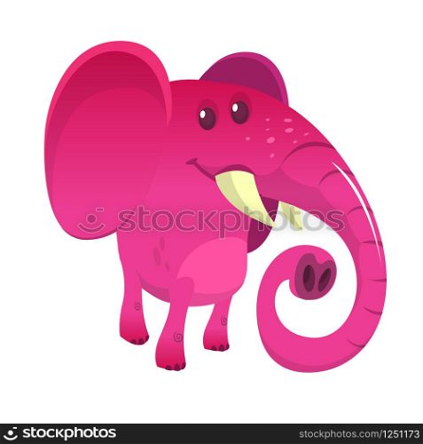 Pretty cartoon pink elephant. Vector illustration isolated