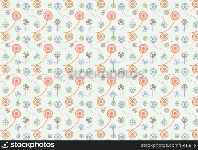 Pretty circle flower pattern on pastel color and curv line