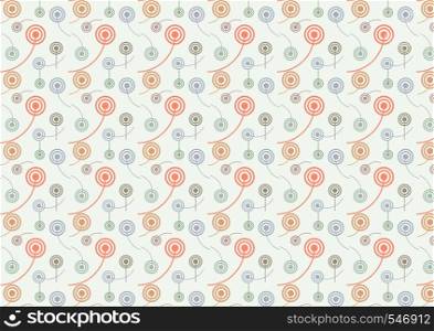 Pretty circle flower pattern on pastel color and curv line