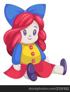 Pretty doll icon. Cute cartoon girl toy isolated on white background. Pretty doll icon. Cute cartoon girl toy