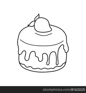 Pretty doodle cake. Design sketch element for menu cafe, bistro, restaurant, coffeehouse, bakery, label, poster, banner, flyer and packaging. Vector illustration on a white background.. Pretty doodle cake. Design sketch element for menu cafe, bistro, restaurant, coffeehouse, bakery, label, poster, banner, flyer and packaging. Vector illustration on a white background