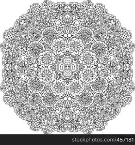Pretty geometric floral designs on white background with circular patterns and other pleasing elements. Pretty geometric floral designs on white