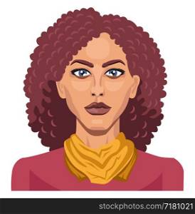 Pretty girl with curly red hair illustration vector on white background