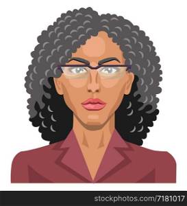 Pretty girl with glasses and curly hair illustration vector on white background