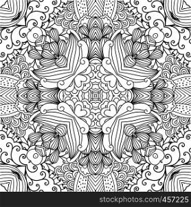 Pretty kaleidoscope background with floral designs and other geometric elements. Pretty kaleidoscope background with floral designs