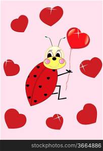 pretty ladybird with red heart