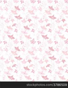 Pretty pink seamless pattern with leaves and flowers