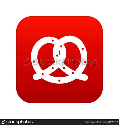 Pretzel icon digital red for any design isolated on white vector illustration. Pretzel icon digital red