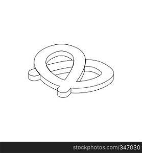 Pretzel icon in isometric 3d style on a white background. Pretzel icon, isometric 3d style