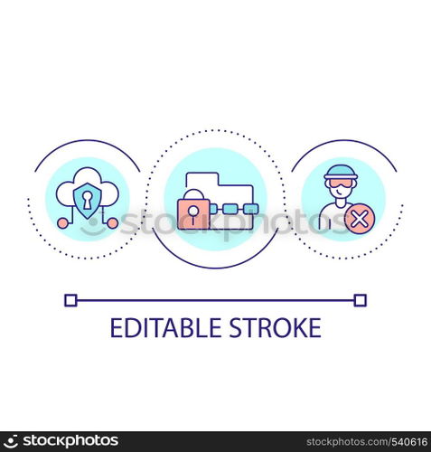 Prevent data breach loop concept icon. Avoid hacking attack. Cloud security. Database safety abstract idea thin line illustration. Isolated outline drawing. Editable stroke. Arial font used. Prevent data breach loop concept icon