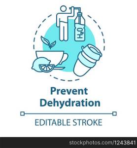 Prevent dehydration concept icon. Energy from nutrition. Moisturizing and skincare. Stay hydrated idea thin line illustration. Vector isolated outline RGB color drawing. Editable stroke