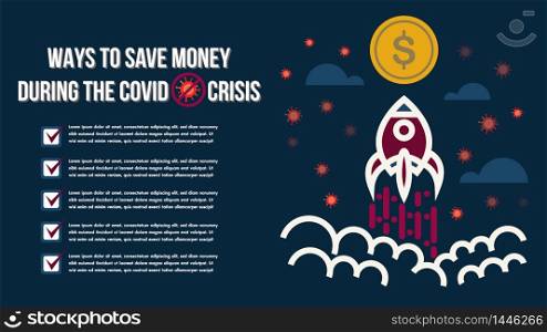 Prevent improve save money during the epidemic COVID-19 virus.Ways to save money during the covid crisis.Save local business people financial covid credit.People problems worried crisis.